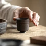 كوب فخار خشن ياباني قديم - Image 5